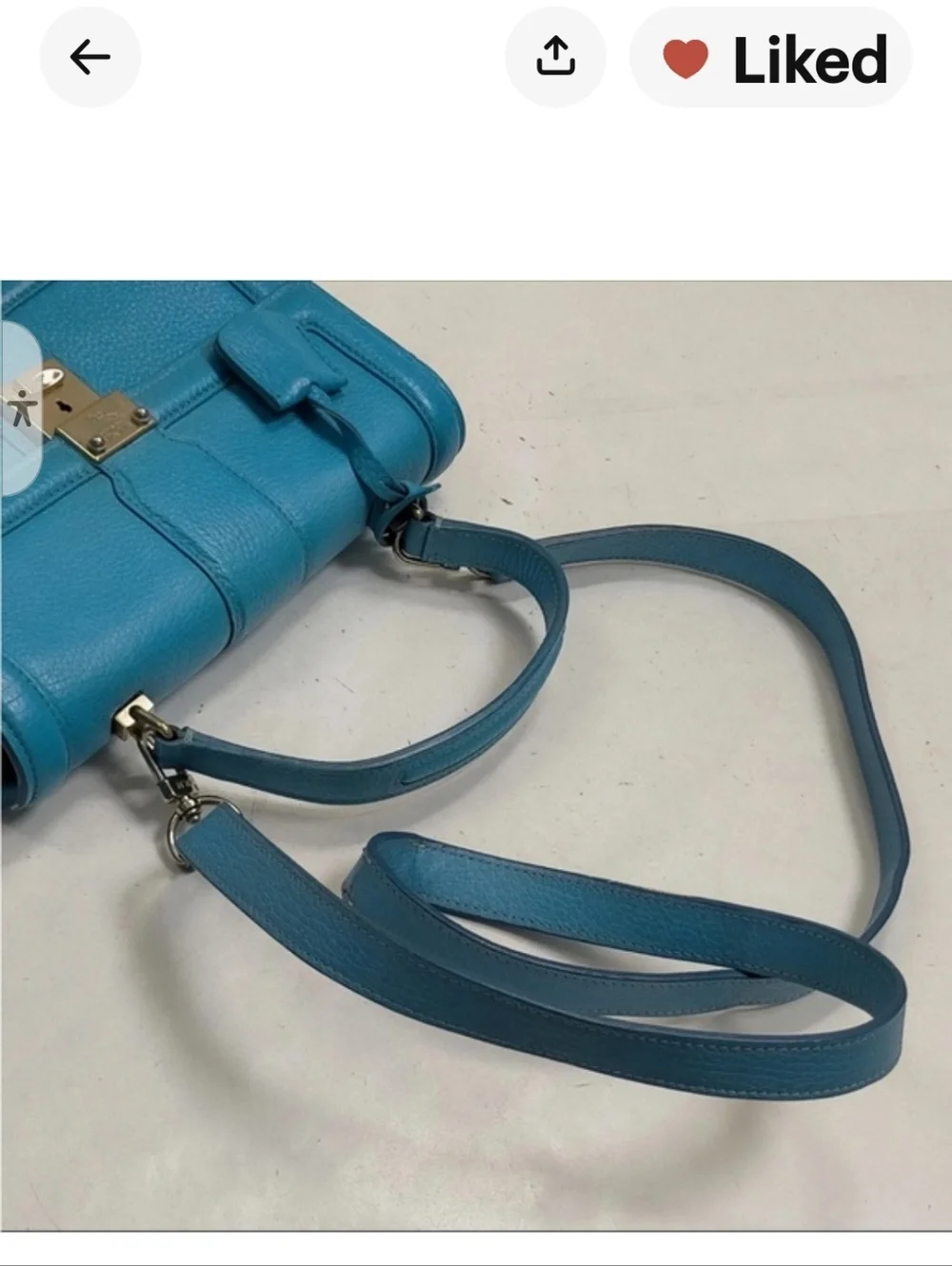 MCM Sky Blue Leather Satchel